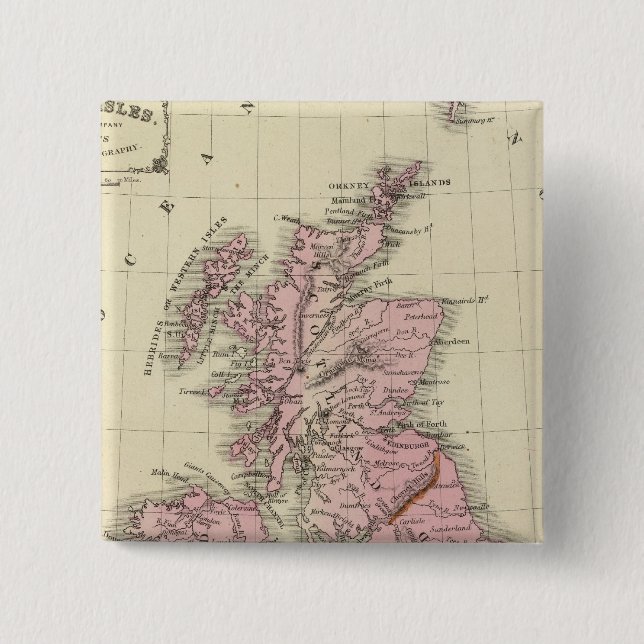 British Isles 5 2 Inch Square Button (Front)