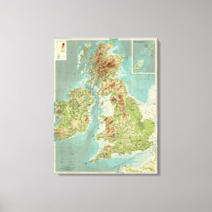 British Isles bathyorographical map Canvas Print
