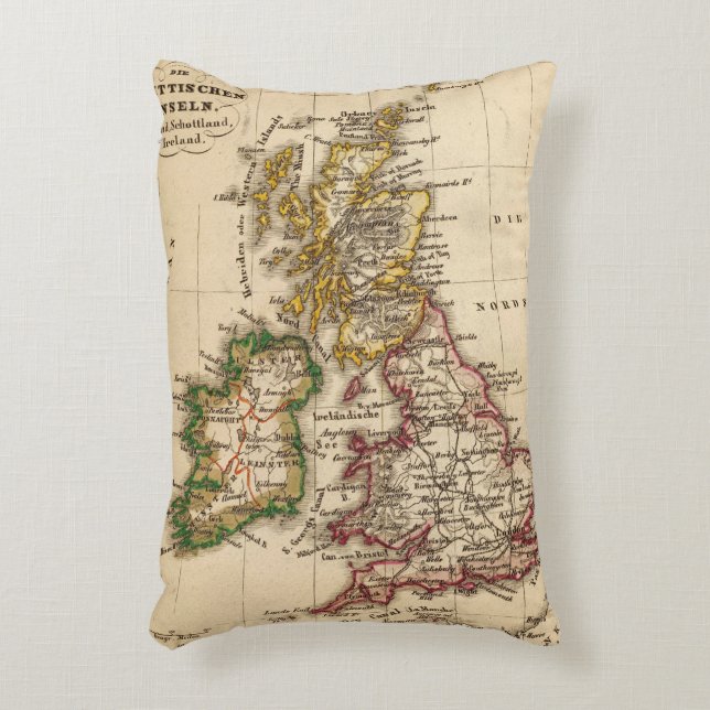 British Isles Map Accent Pillow (Front(Vertical))