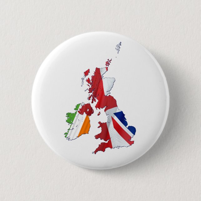 BRITISH ISLES MAP AND FLAGS 2 INCH ROUND BUTTON (Front)