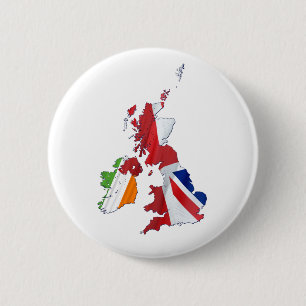 BRITISH ISLES MAP AND FLAGS 2 INCH ROUND BUTTON