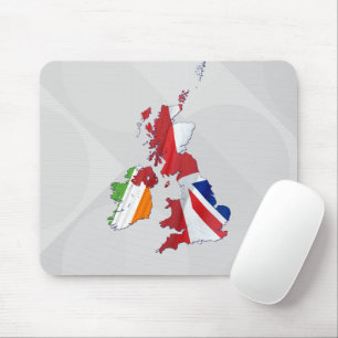 BRITISH ISLES MAP AND FLAGS MOUSE PAD