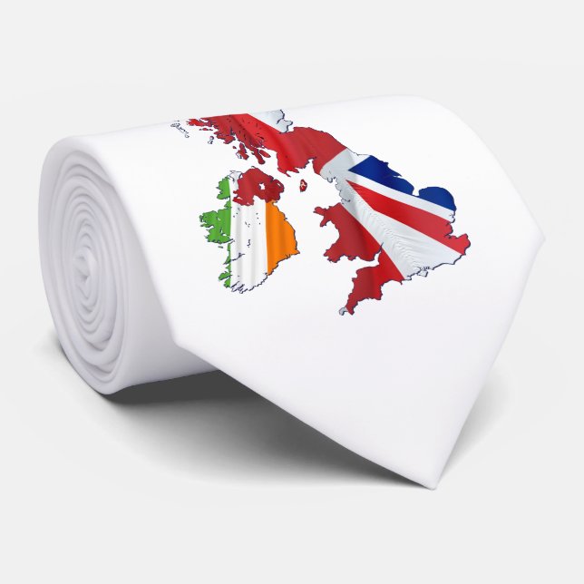 BRITISH ISLES MAP AND FLAGS TIE (Rolled)