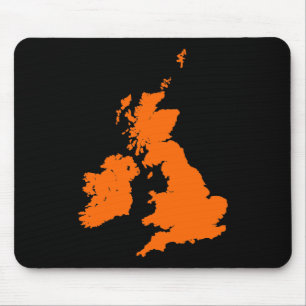 British Isles - Orange on Black Mouse Pad