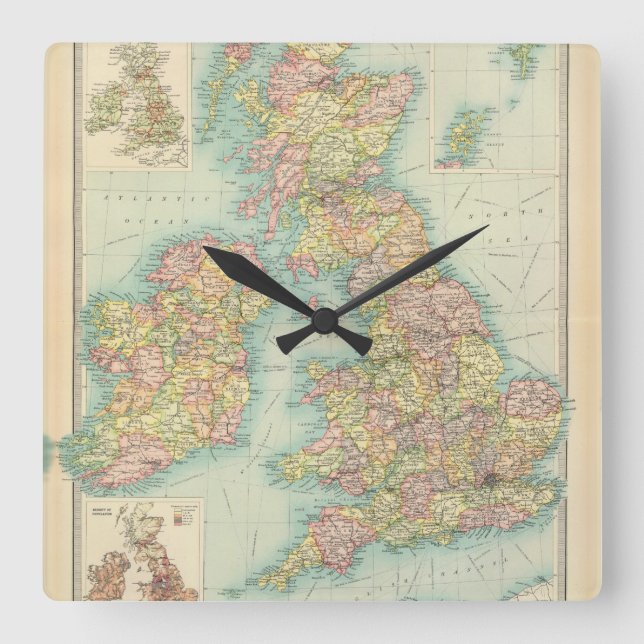 British Isles - political. Square Wall Clock (Front)