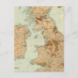 British Isles railways & industrial map Postcard