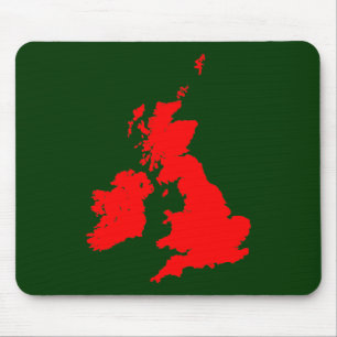British Isles - Red on Dark Green Mouse Pad