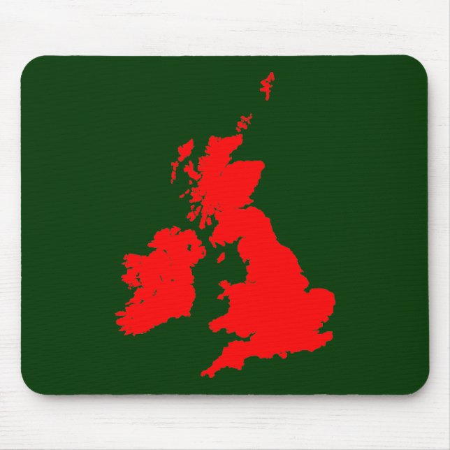 British Isles - Red on Dark Green Mouse Pad (Front)