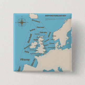 British Isles Shipping Forecast in colour 2 Inch Square Button