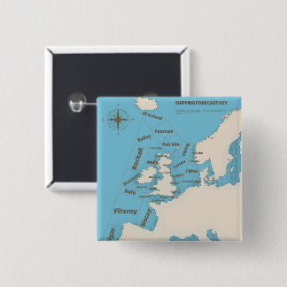British Isles Shipping Forecast in colour 2 Inch Square Button