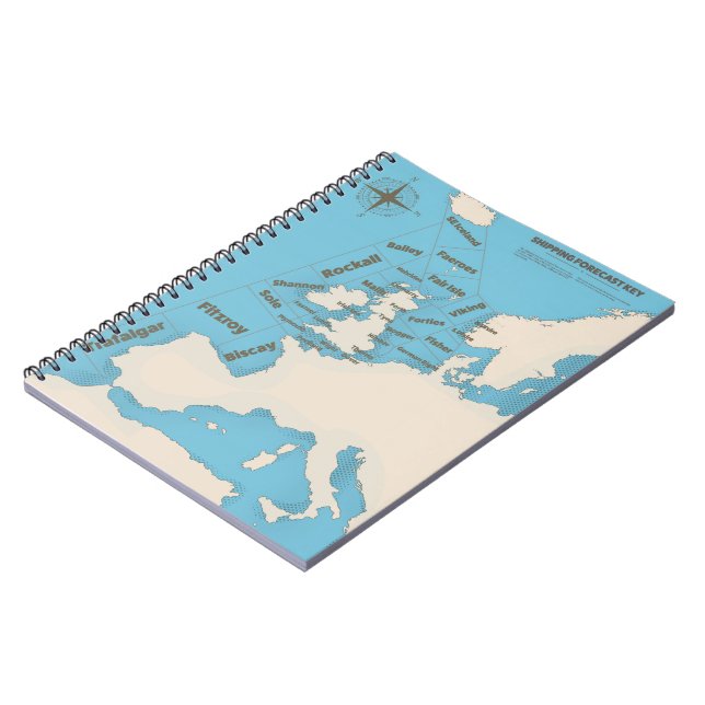 British Isles Shipping Forecast in colour Notebook (Left Side)