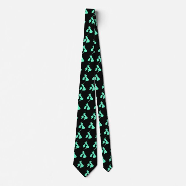 British Isles - Turquoise on Black Tie (Front)