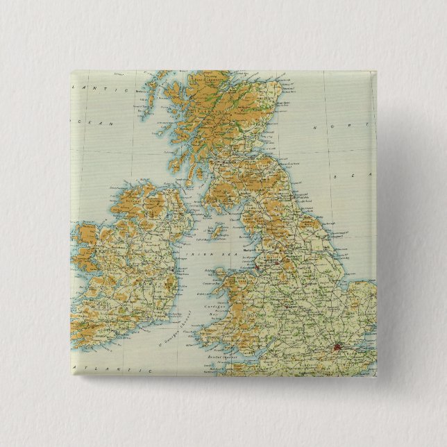 British Isles vegetation & climate map 2 Inch Square Button (Front)