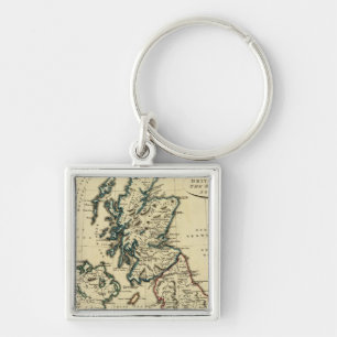 British Isles with boundaries outlined Keychain