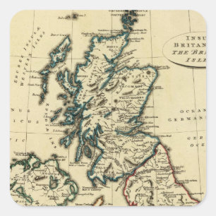 British Isles with boundaries outlined Square Sticker