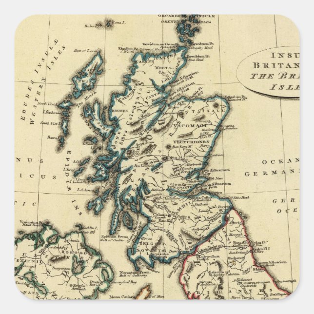 British Isles with boundaries outlined Square Sticker (Front)