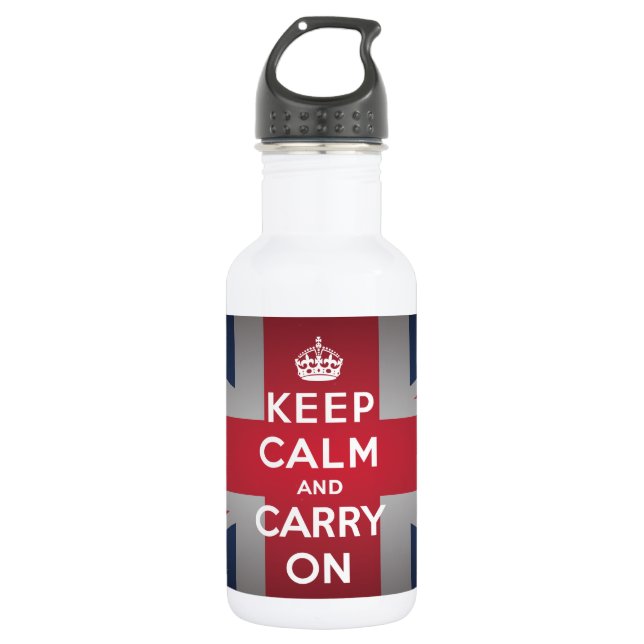 British Keep Calm Carry 32. oz. 532 Ml Water Bottle (Front)