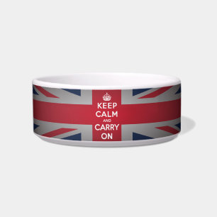 British Keep Calm Carry British Flag Pet Food Bowl