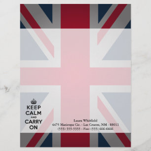 British Keep Calm Carry Letterhead Stationery