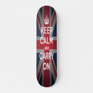 British Keep Calm Carry Old School Skateboard