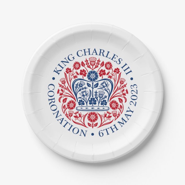 British King III Charles Memorabilia Coronation Paper Plate (Front)