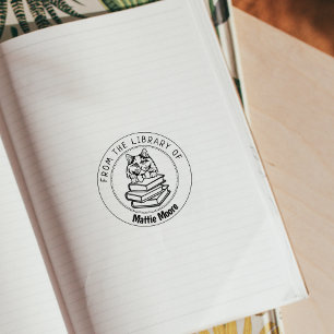 British Long Hair Cat, Book From the Library Of   Rubber Stamp