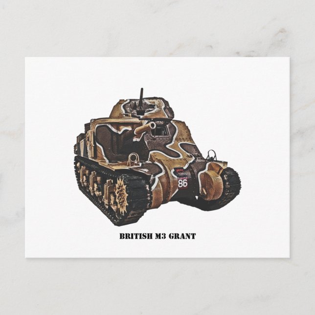 British M3 Grant Tank Postcard (Front)