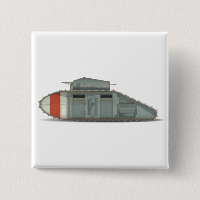 British Mark 1 Tank 2 Inch Square Button (Front)