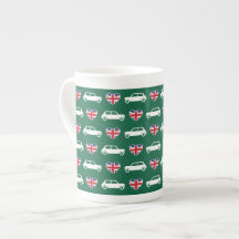 British Mini Cooper Hearts - Green Bone China Mug