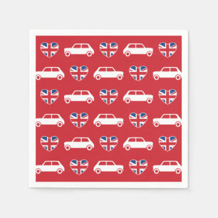 British Mini Cooper Hearts - Red Cocktail Napkins