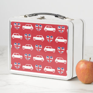 British Mini Cooper Hearts - Red Metal Lunch Box