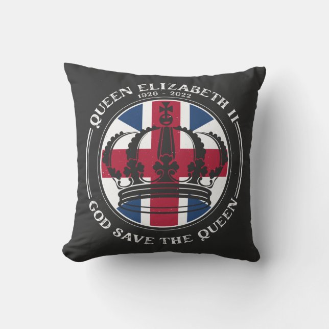 British Monarch Queen Elizabeth God Save The Queen Throw Pillow (Front)
