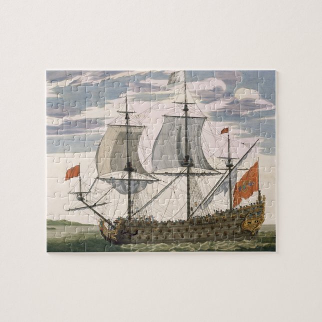 British Navy: a first-rate ship flying the White E Jigsaw Puzzle (Horizontal)
