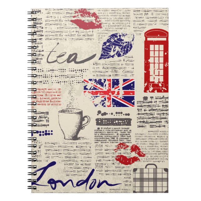 British newspaper pattern notebook (Front)