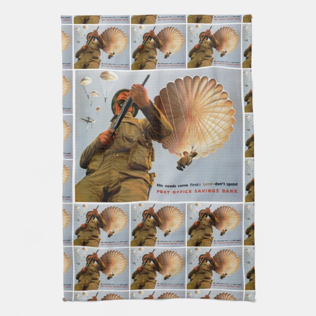 British Paratrooper ~ His Needs Come First Kitchen Towel (Vertical)