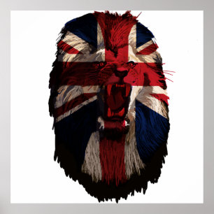 British Patriotic Lion Poster