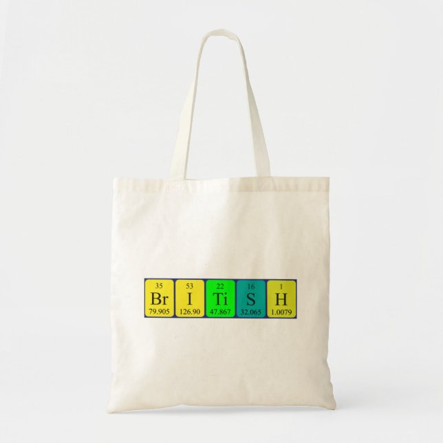 British periodic table patriotic tote bag (Front)