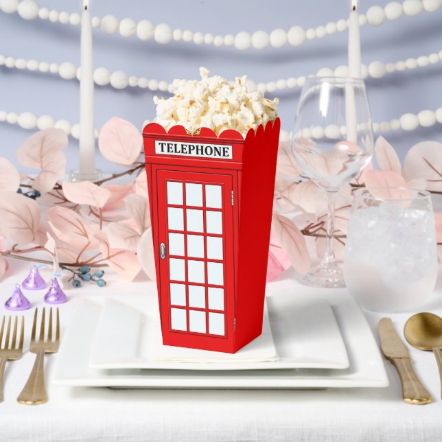 British Phone Booth Popcorn Favour Box (Wedding)