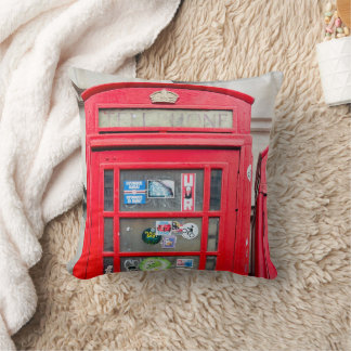 British Phone Box Throw Pillow, London England Pillow