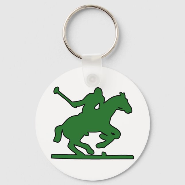 British Polo Sport Horse Player Silhouette Ponies Keychain (Front)
