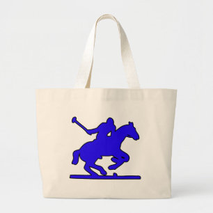 British Polo Sport Horse Player Silhouette Ponies Large Tote Bag