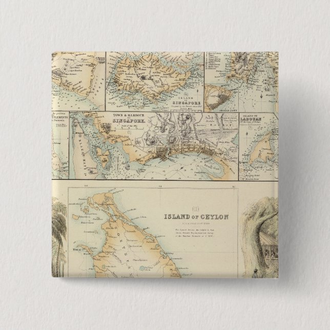 British Possessions in the Indian Seas 2 Inch Square Button (Front)