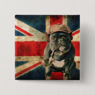 British Pug 2 Inch Square Button