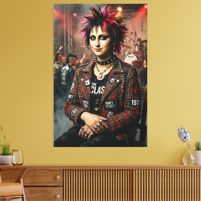 British Punk Rocker Mona Lisa Canvas Print (Insitu(LivingRoom))