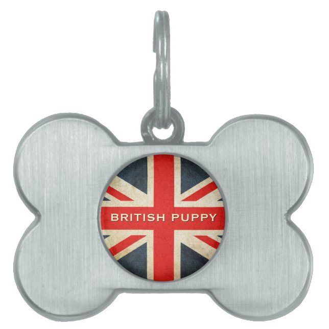 British Puppy Posh Union Jack Pet ID Tag (Front)