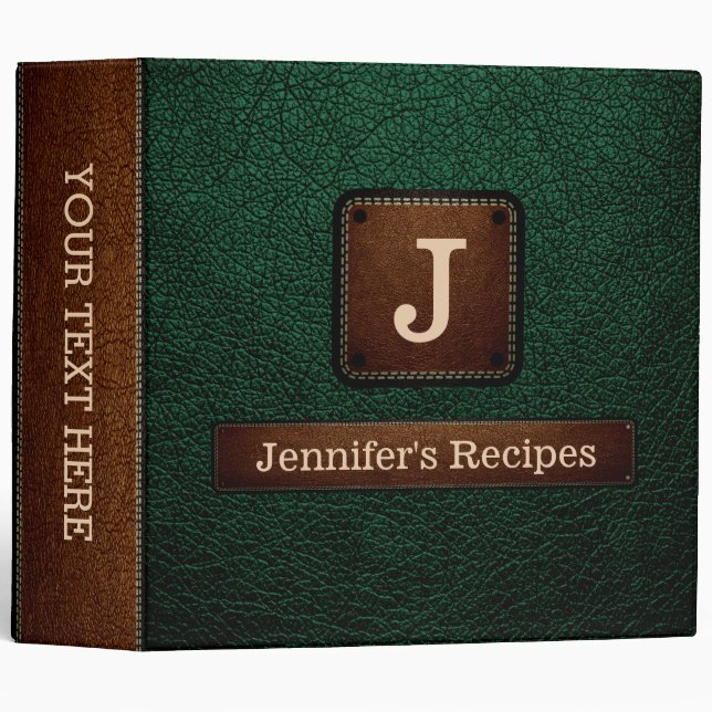 British Racing Green Elegant Recipe Leather Look Binder (Front/Spine)