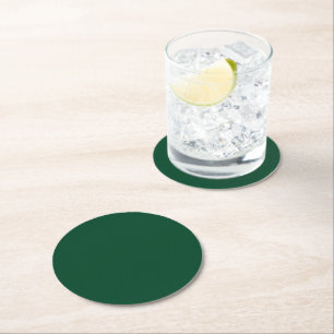 British racing green (solid colour) round paper coaster