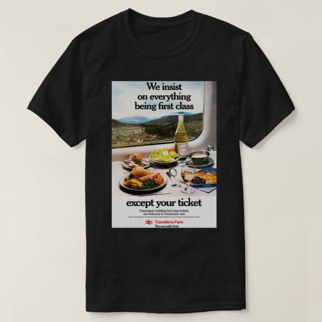 British Rail Travellers Fare 2nd Class Poster T-Shirt (Design Front)