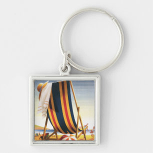 British Railways Beach Chair and Ball Poster Keychain