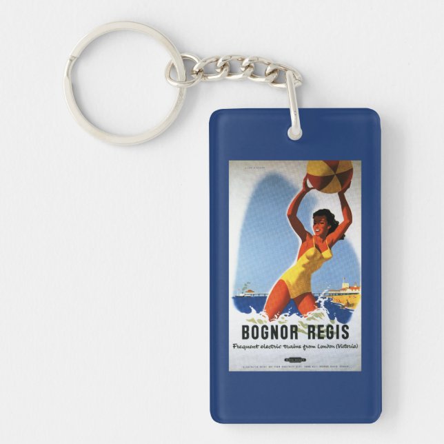 British Railways Girl and Beachball Poster Keychain (Front)